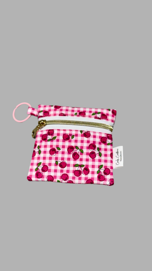 Multipurpose Mini zipper pouch-”Cherry Print”