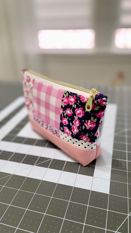 Everyday essential “Patchwork” cotton fabric print pouch